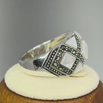 Sterling Silver Mother of Pearl Marcasite Ring