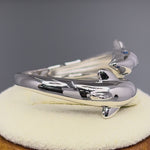 Sterling Silver Twin Dolphin Blue CZ Ring