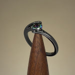 Sterling Silver Black Rhodium Stuck In Between Rainbow CZ Ring