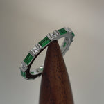 Sterling Silver Emerald and White CZ Eternity Ring