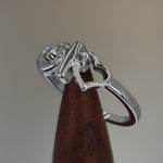 Sterling Silver Cross & Hearts Ring