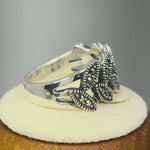 Sterling Silver Double Eye Marquise Marcasite Ring