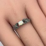 Sterling Silver Opal Marcasite Ring