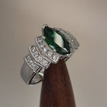 Sterling Silver Marquise Green CZ Ring