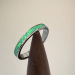 Sterling Silver Seamless Green Lab Opal Ring