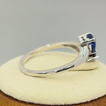 Sterling Silver Double Heart Garnet & Blue Spinnel CZ Ring
