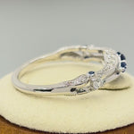 Sterling Silver Filigree Blue Spinel CZ Ring