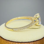 Solid 14K Yellow Gold Radiant Cut CZ Engagement Ring