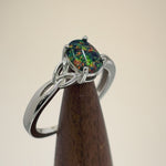 Sterling Silver Center Stone Charmed Black Lab Opal Ring