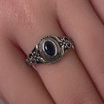 Sterling Silver Austere Oval Blue CZ Ring
