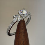 Sterling Silver Flower Leaves CZ Ring