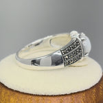 Sterling Silver Round Mother of Pearl Marcasite Ring
