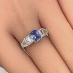 Sterling Silver Rectangular Stone Tanzanite CZ Ring