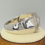 Sterling Silver Clear CZ Layered Hexagon Band Ring