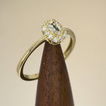 Solid 14K Yellow Gold Radiant CZ Halo Ring
