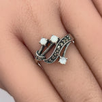 Sterling Silver Mother of Pearl Marcasite Ring