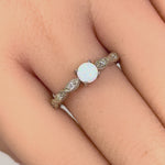 Sterling Silver White Lab Opal CZ Engagement Ring