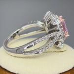 Sterling Silver Pink CZ Halo Ring