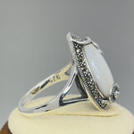 Sterling Silver Mother of Pearl Marcasite Ring