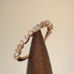 Solid 14K Rose Gold Thin Elegant Round Clear CZ Ring