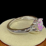 Sterling Silver Center Stone Charmed Pink Lab Opal Ring