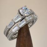 Sterling Silver Baguette 2-Piece CZ Engagement Ring