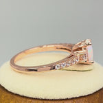 Sterling Silver Rose Gold Oval White Lab Opal CZ Ring