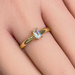 Solid 14K Yellow Gold Baguette Straight Cut CZ Engagement Ring