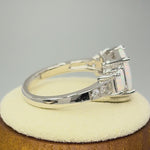 Sterling Silver White Lab Opal Square CZ Ring