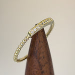 Solid 14K Gold Bead and Bar with Clear CZ Ring