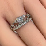 Sterling Silver Heart Crown CZ Ring