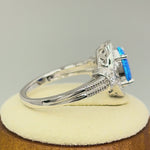 Sterling Silver Blue Oval Lab-Opal CZ Ring