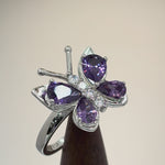 Sterling Silver Purple CZ Butterfly Ring