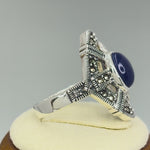 Sterling Silver Blue Lapis Oval Marcasite Ring