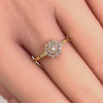 Solid 14K Yellow Gold Layered Chevron CZ Ring