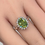 Sterling Silver Peridot Oval CZ Ring