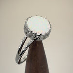 Sterling Silver Crown White Lab Opal Ring