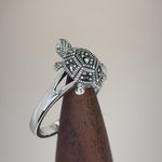 Sterling Silver Tiny Turtle Marcasite Ring