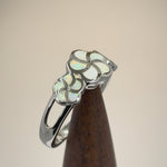 Sterling Silver Plumeria White Lab Opal Ring