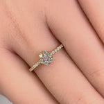 Solid 14K Yellow Gold Flower CZ Ring