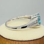 Sterling Silver Aqua Blue Oval Cut CZ Ring