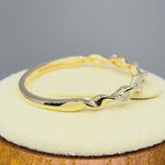 Solid 14K Yellow Gold Wave Twist Diamond Ring