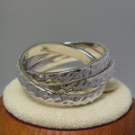 Sterling Silver Hammered Tri-Band Ring