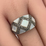 Sterling Silver Mother of Pearl Marcasite Ring