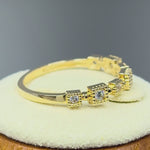 Solid 14K Gold Square Pattern CZ Ring