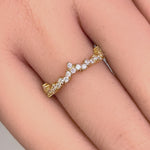 Solid 14K Yellow Gold Jagged Crown CZ Ring