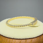 Solid 14K Gold Bead and Bar with Clear CZ Ring