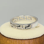 Sterling Silver Greek White Lab Opal Band Ring