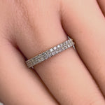 Solid 14K Yellow Gold 2 Row Half Eternity Pave Diamond Ring