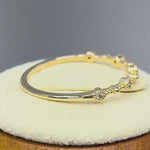Solid 14K Yellow Gold Thin Half Eternity Pattern Stackable Diamond Ring